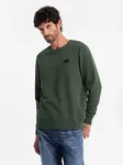 Ombre Men's non-stretch sweatshirt with metal pin - dark green