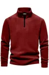 49143 Dewberry Half Zipper Stand Collar Mens Fleece-BORDEAUX
