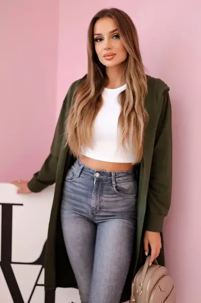 Oversize khaki cape with hood