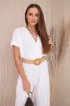 Jumpsuit with decorative belt at the waist white