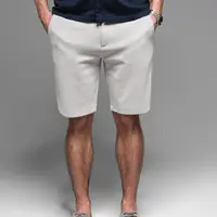 Ombre Men's SLIM FIT short shorts in melange structured knit - light grey