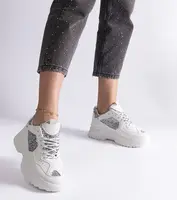 Gemre Dámske biele tenisky s trblietavými vložkami Caraballo