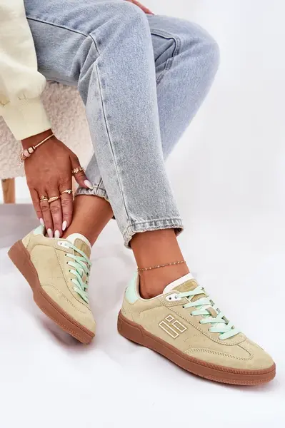 Semišové Sportové Topánky Tenisky Dámske D.Franklin Limetkové