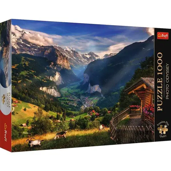 Trefl Puzzle 1000 Premium Plus - Foto Odysea: Údolí Lauterbrunnen, Švýcarsko