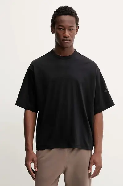 Bavlněné tričko adidas Soft Lux pánské, černá barva, s potiskem, KB8092