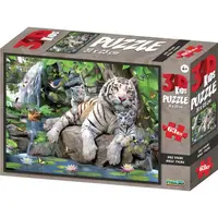PRIME 3D PUZZLE - Bílé tygři 63 dílků