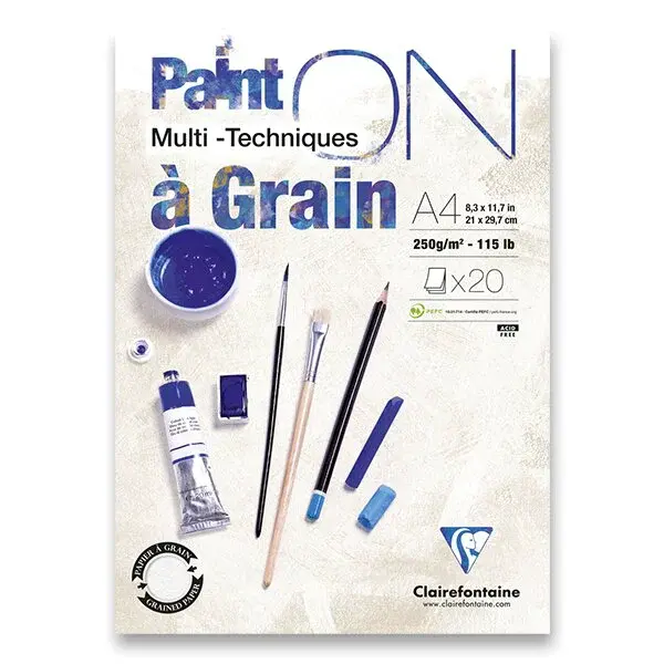 Blok Clairefontaine Paint'ON Grain - A4, 20 listů, 250 g