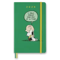 Diář Moleskine Peanuts 2026 - tvrdé desky, L, denní, zelený