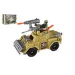 Vojenská sada obrněné auto+voják s doplňky plast na volný chod, 27x18x12cm