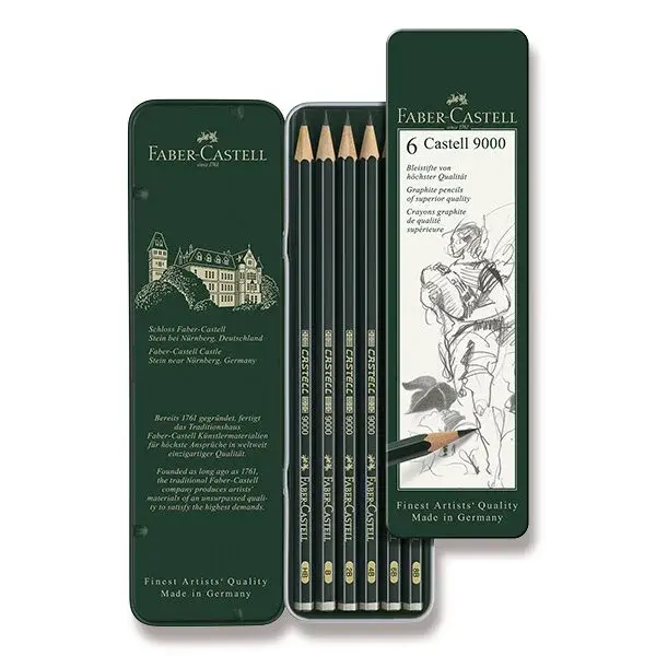 Grafitové tužky Faber-Castell 9000 sada 6 ks