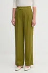 Kalhoty United Colors of Benetton dámské, zelená barva, široké, high waist, 4K3ADF09Z