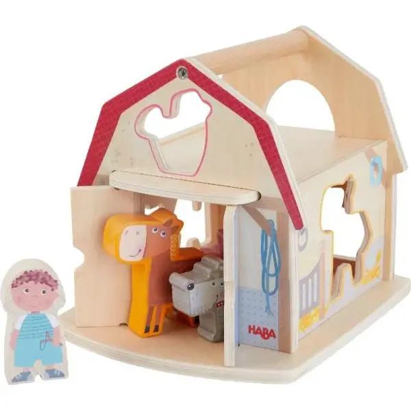 Haba Dřevěný domeček se zvířátky Vkládačka Farma