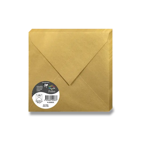 Barevná obálka Clairefontaine 165 × 165 mm, olizová, 20 ks - zlatá