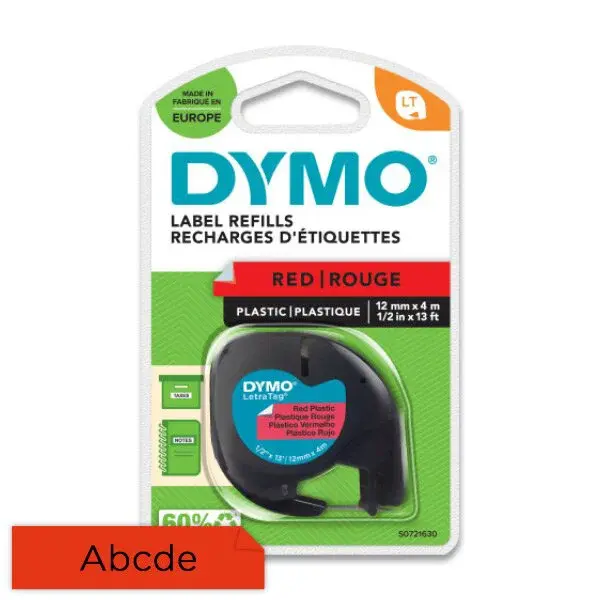 Originální pásky Dymo pro štítkovač LetraTag, 12 mm x 4 m - červená plastová