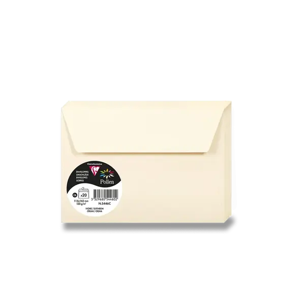 Barevná obálka Clairefontaine, C6, samolepicí, 20 ks - krémová