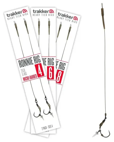 Trakker návazce ronnie rig barbed 25 lb 2 ks - velikost háčku 8