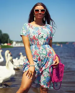 Resti Women's floral mini dress a'la hiszpanka in blue