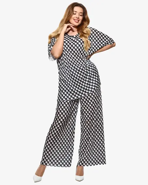 Resti Black women's pleated patterned set - Clothing