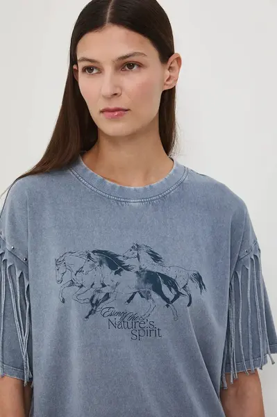 Bavlněné tričko Medicine dámské, modrá barva