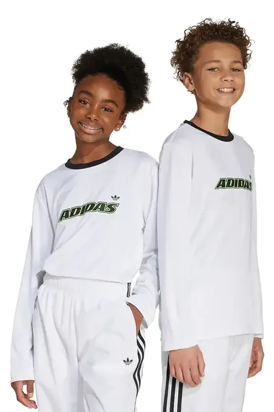 Dětské tričko s dlouhým rukávem adidas Originals bílá barva, s potiskem, JV8662