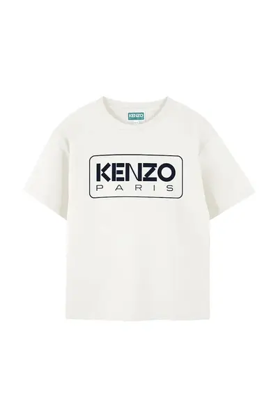 Dětské bavlněné tričko Kenzo Kids bílá barva, s potiskem, K61494