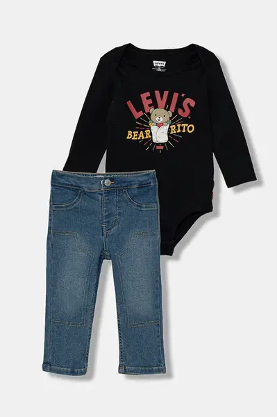 Kojenecká sada Levi's BEARRITO DENIM SET černá barva, 6EN866