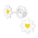 SILVER Dětské stříbrné náušničky Sedmikráska, premium, puzetové, silikon