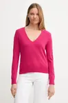 Vlněný svetr United Colors of Benetton dámský, růžová barva, 1002D401Y