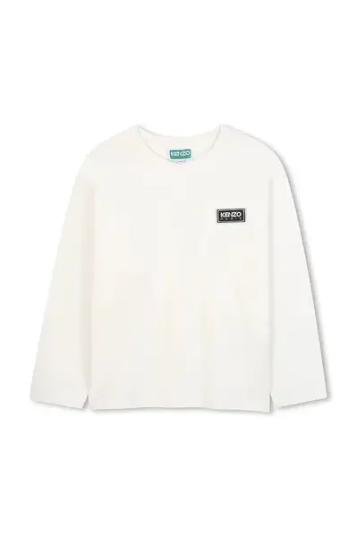 Dětské bavlněné tričko s dlouhým rukávem Kenzo Kids bílá barva, K61496