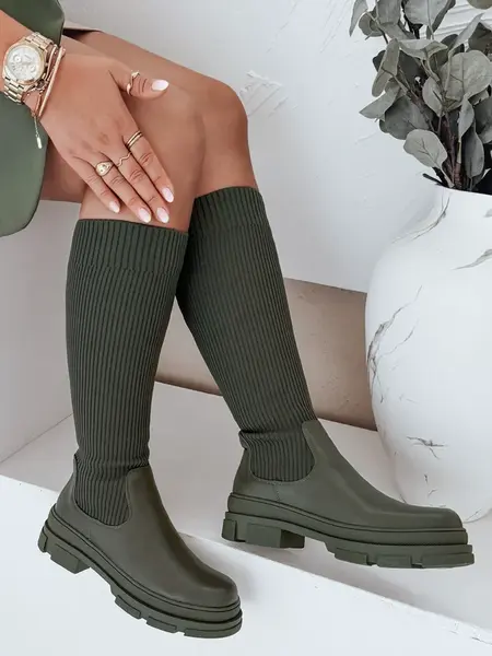 Dámské zelené ponožkové holínky Dstreet