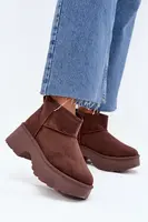 Boto Dámské Nízké Sněhule Na Klínku S Teplým Kožíškem Hnědé Mavelle