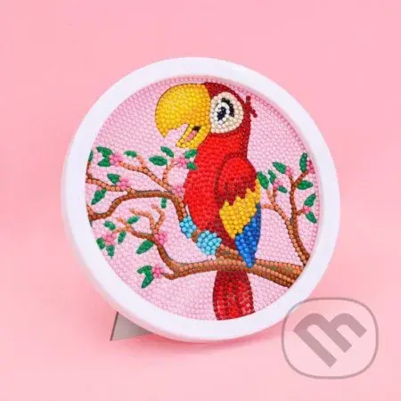 Diamantové malování s rámem - Kreslený papoušek ara 17 cm