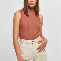 Women's ribbed sleeveless knit made of terracotta