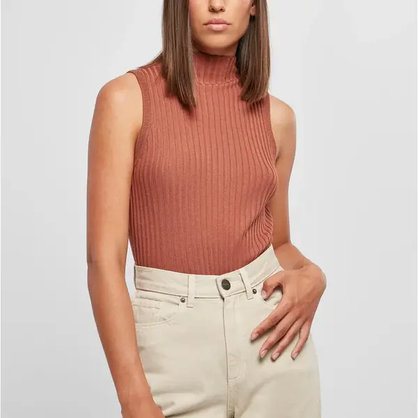 Women's ribbed sleeveless knit made of terracotta