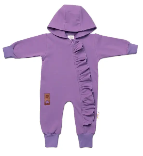 Teplákový overal s volánikom a kapucňou GIRL, fialový, veľ. 62