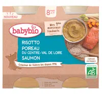 BABYBIO bio rizoto s pórom, maslovou tekvicou a lososom