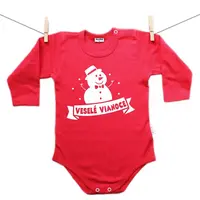 Boodyy Červené body s dlhým rukávom Snehuliak Veselé Vianoce - veľkosť 92 92 (18-24 mesiacov)