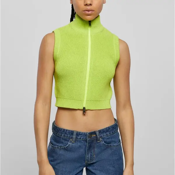 Women's short knitted vest frozen yellow