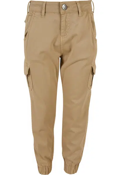 Girls' high-waisted cargo trousers unionbeige