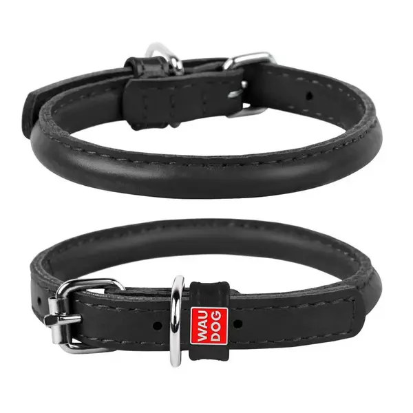 Okrúhly kožený obojok čierny, Obvod krku: 33-41cm, šírka obojku: 8mm