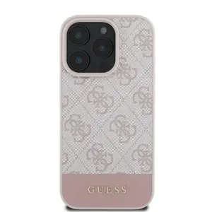 Zadní kryt Guess PU 4G Stripe pro Apple iPhone 16 Pro Max, růžová