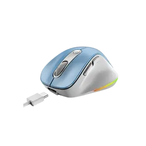 Genius Ergo 9000S Pro /Ergonomická/Optická/Pro praváky/2 400 DPI/USB+BT/ světle modrá