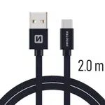 Datový kabel Swissten Textile USB / USB-C, 2 M, black