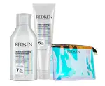 Sada pro poškozené vlasy Redken Acidic Bonding Concentrate - šampon + termoochrana + taštička zdarma + dárek zdarma