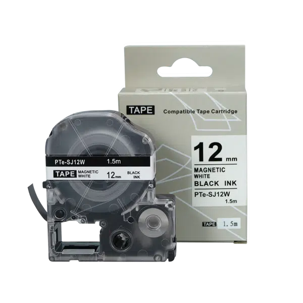 Epson SJ12W, 12mm x 1, 5m, černý tisk / magnetický bílý podklad, kompatibilní páska