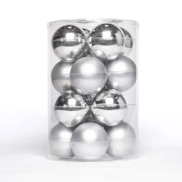 Sada vánočních ozdob STŘÍBRNÁ 16 ks, pr. 8 cm