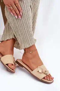 Boto Dámské Pantofle Na Plochém Podpatku S Mašlí Béžové Sallariela