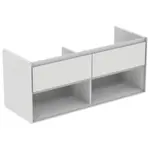 Kúpeľňová skrinka pod umývadlo Ideal Standard Connect Air 120x44x51,7 cm v kombinácii hnedá mat / biela mat E0829VY