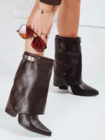 Dámské kozačky s širokou sárou, hnědé