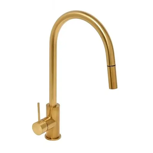 Drezová batéria SAT Aurum s vyťahovacou spŕškou, 2 prúdy brúsená zlatá SATBAUR286BG